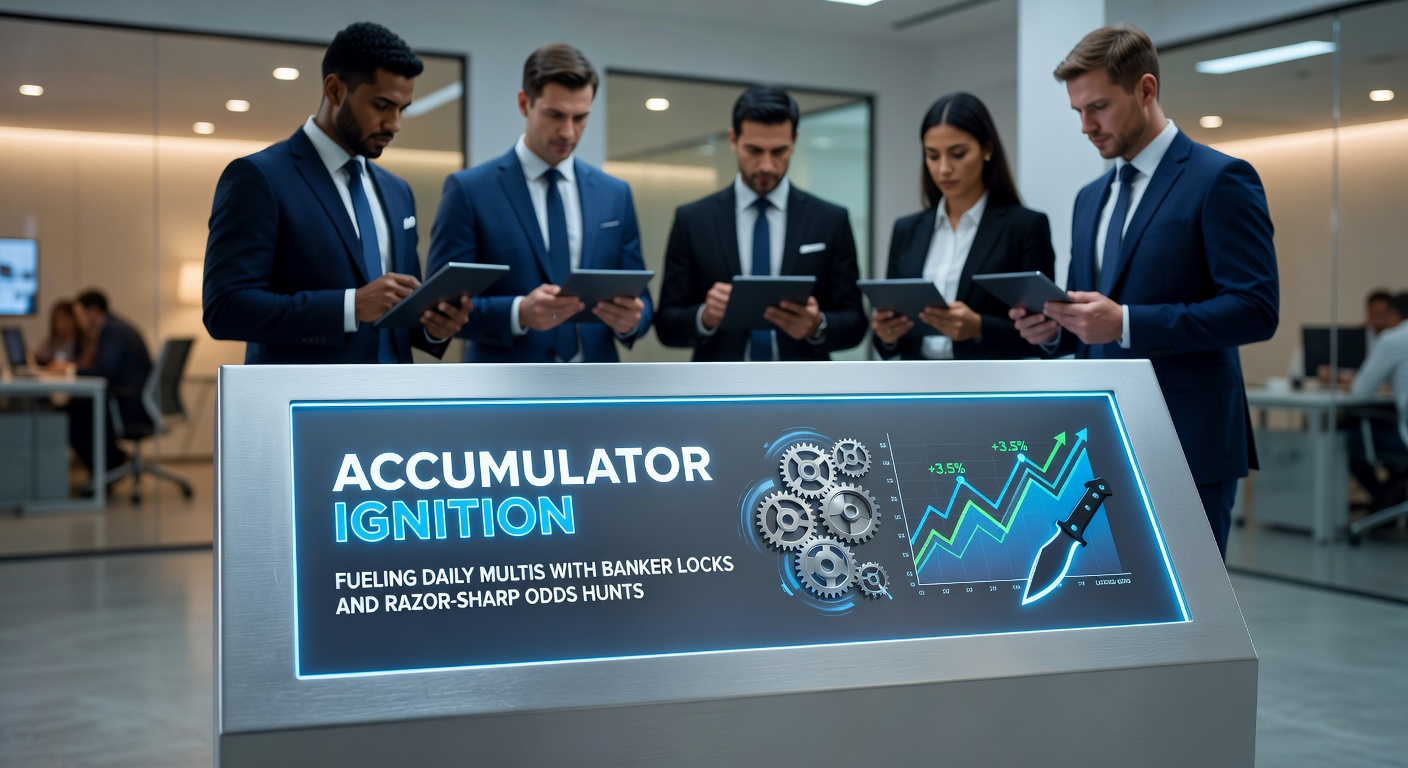 Visual representation of accumulator bets building momentum with locked-in bankers and odds comparison charts highlighting sharp value opportunities