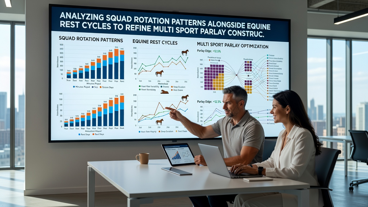 Infographic illustrating integration of player rotation logs and horse rest period statistics for accumulator planning