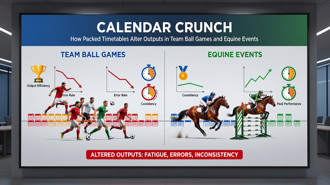 Racehorses and jockeys preparing for back-to-back events amid compressed racing calendars