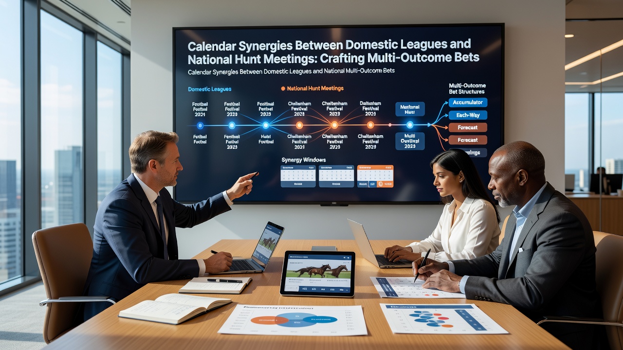 Detailed timeline graphic showing football matches and national hunt race times aligned for multi-outcome betting opportunities