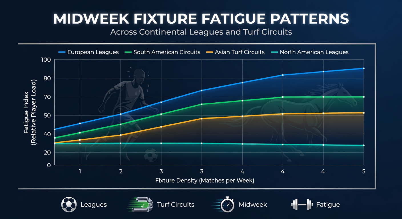 Detailed analysis chart showing midweek fixture impacts on team performance metrics across European leagues