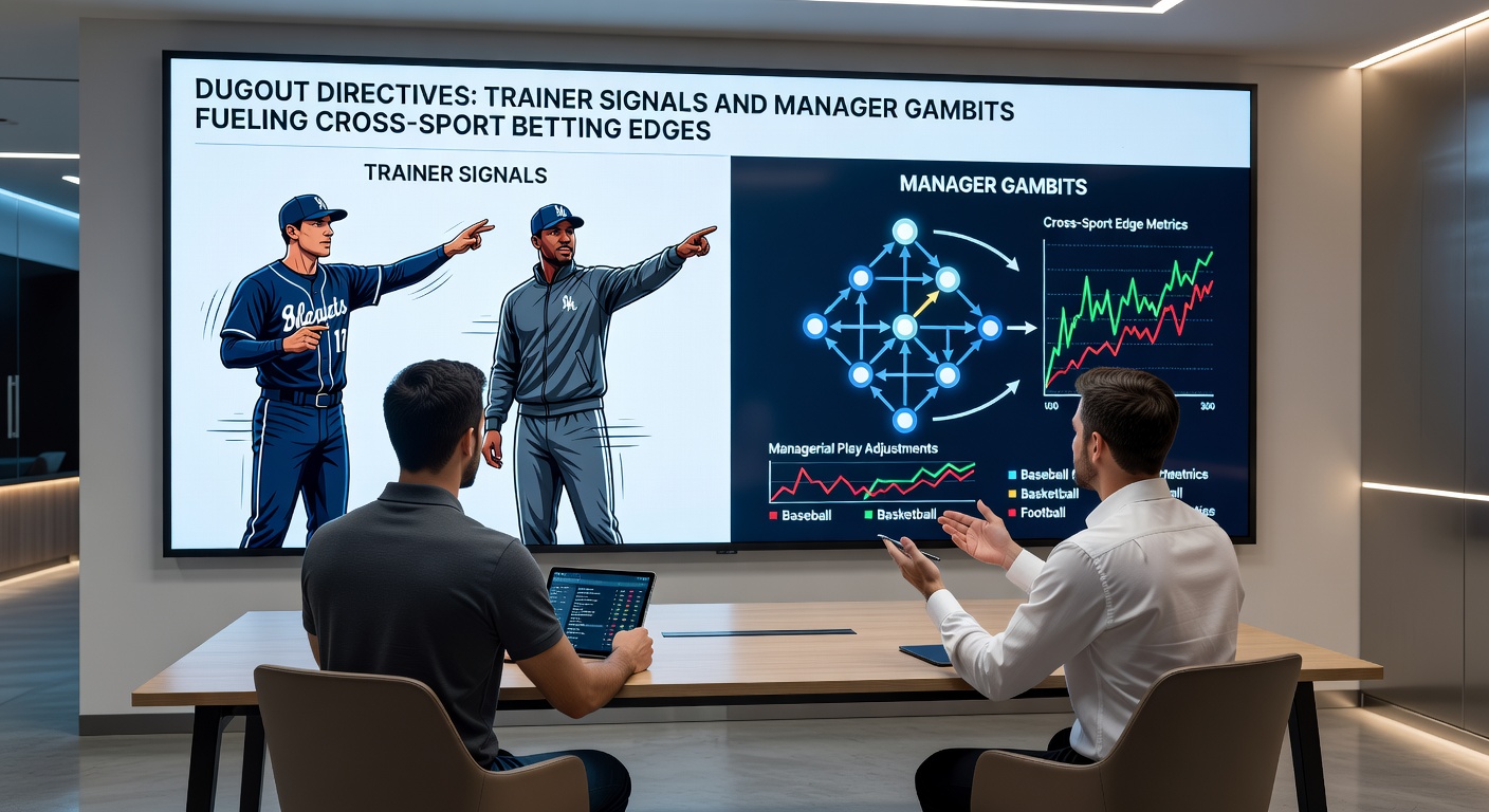 Close-up of a football manager issuing dugout signals during a tense match, paralleled by a trainer's hand gesture at the racetrack