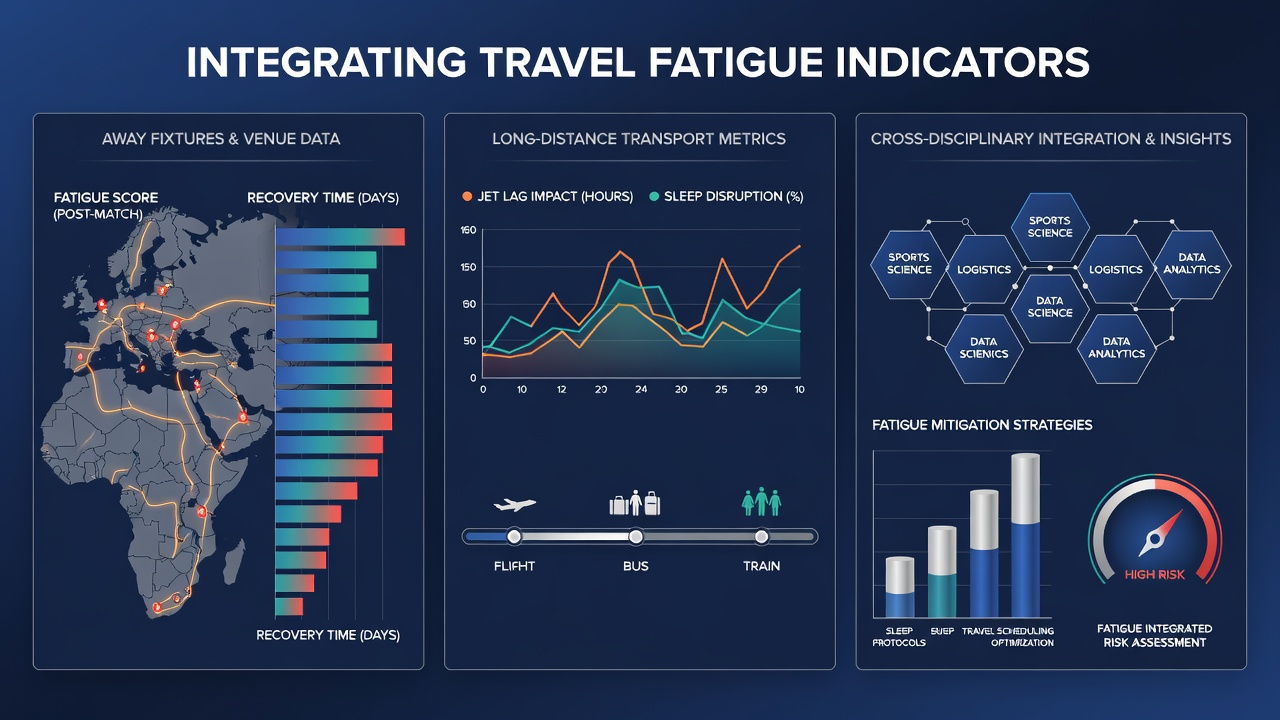 Data visualization showing fatigue-adjusted performance metrics for football teams and racehorses after long-distance travel