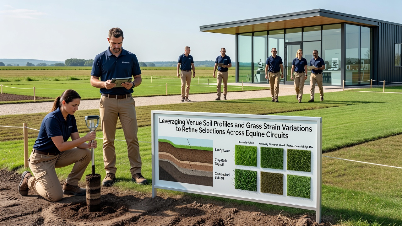 Comparative analysis charts showing grass strain performance across different venue soil types