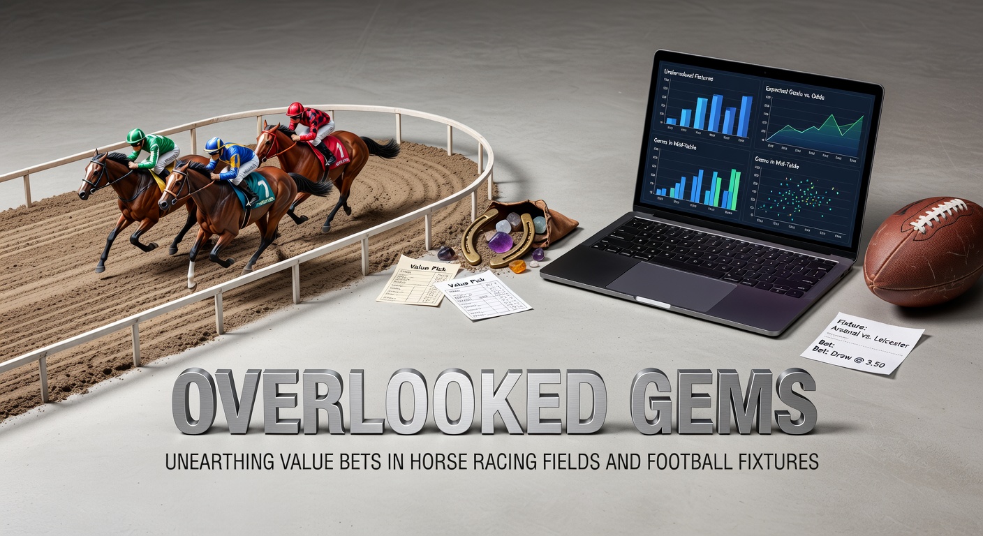 A vibrant horse racing track with a pack of horses charging down the straight, highlighting lesser-favored contenders pulling ahead amid the favorites