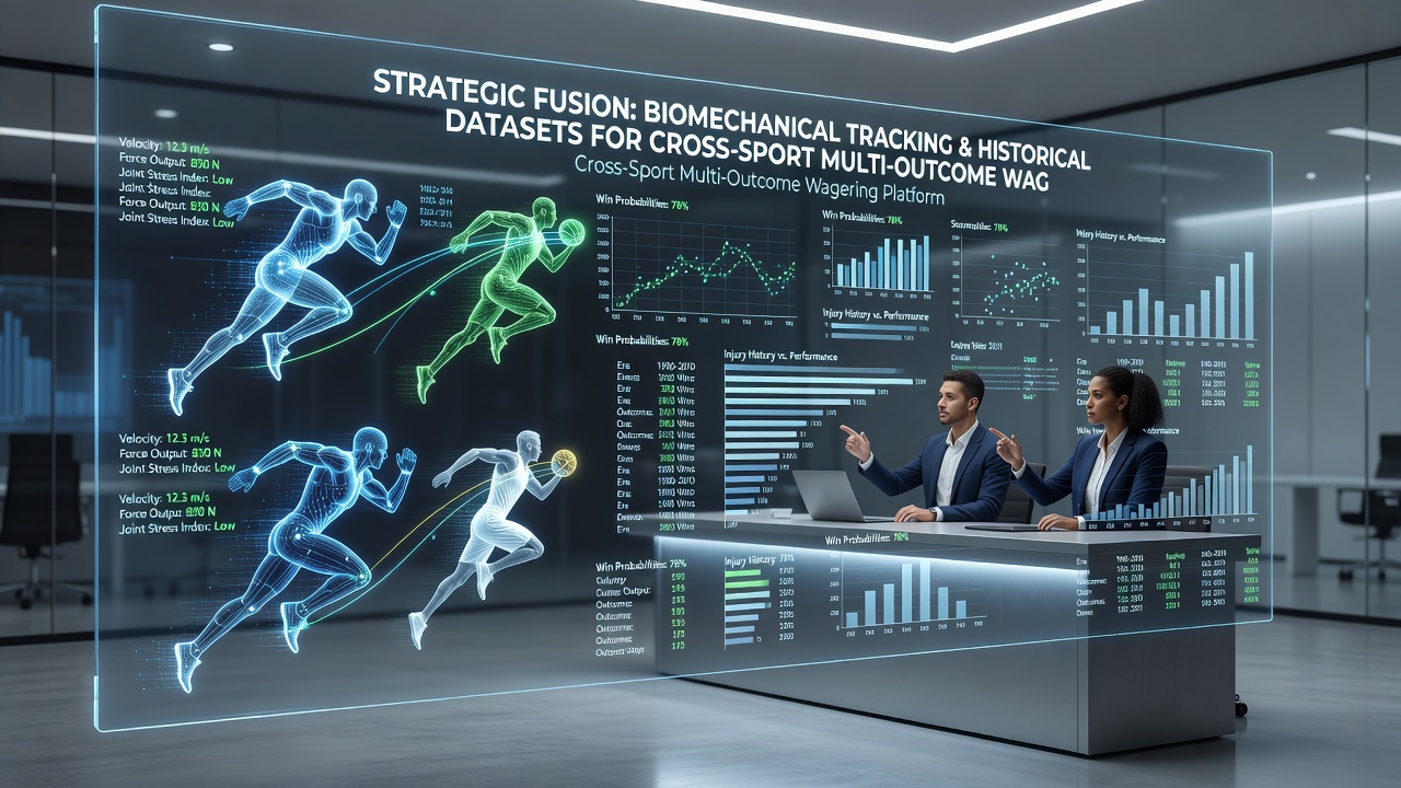 Data visualization dashboard displaying fused biomechanical and historical performance metrics