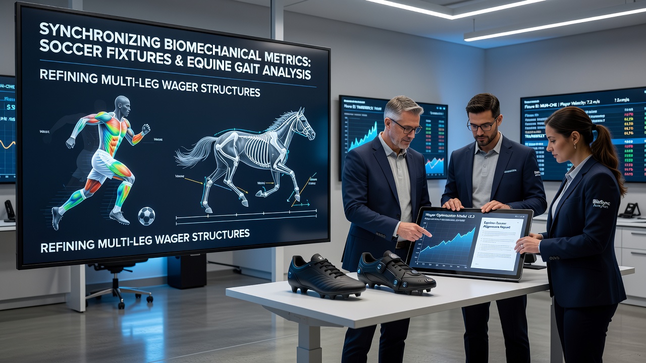 Detailed view of synchronized biomechanical tracking systems applied to soccer players and racehorses during performance analysis