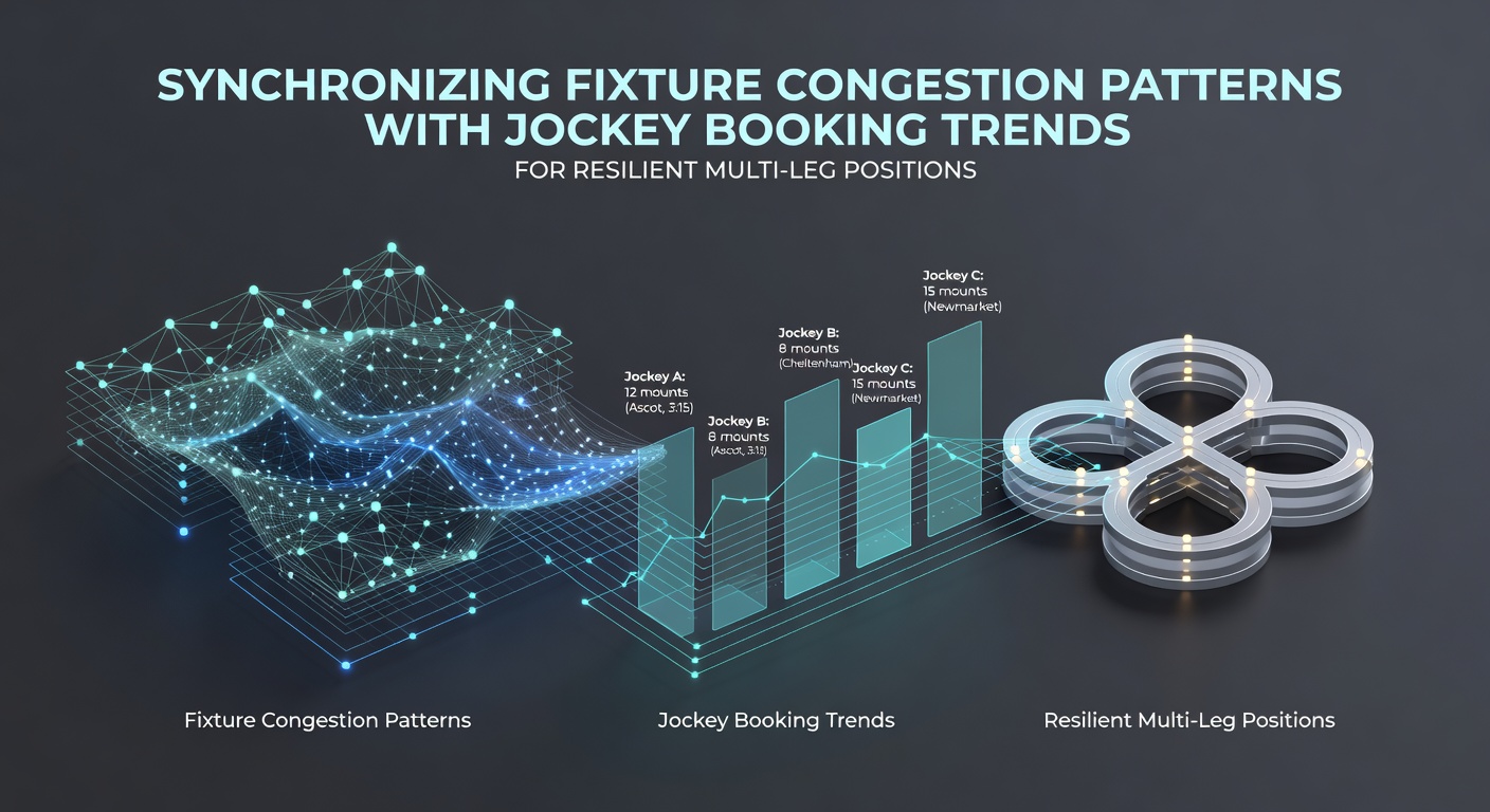 Data visualization showing overlapping football fixture schedules and horse racing jockey bookings for multi-leg betting analysis