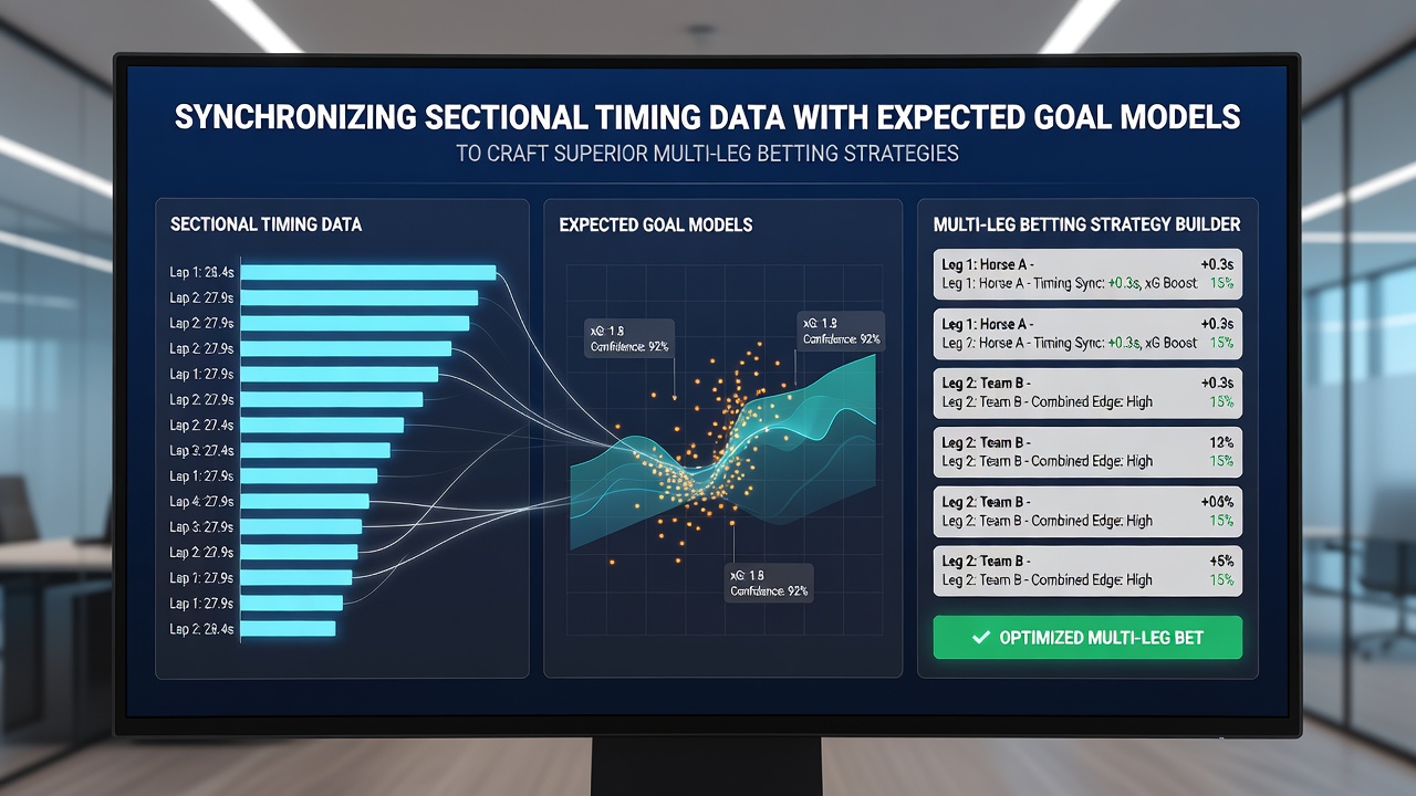 Infographic showing data flow from racing sectionals into soccer expected goals models for accumulator building